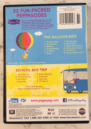 PEPPA PIG * THE BALLOON RIDE & SCHOOL BUS TRIP DVD * 22 FUN-PACKED PEPPASODES - Picture 2 of 5