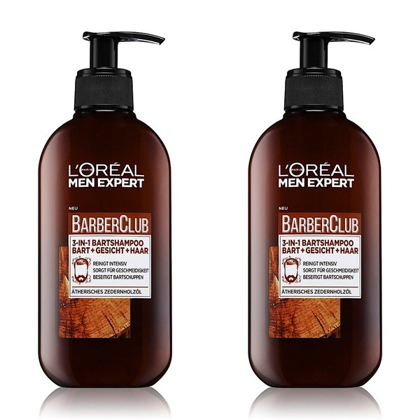 ✅Loreal Men Expert Barber Club Bartshampoo 3In1 Bartpflege Zerdernholz 2X 200Ml✅-image