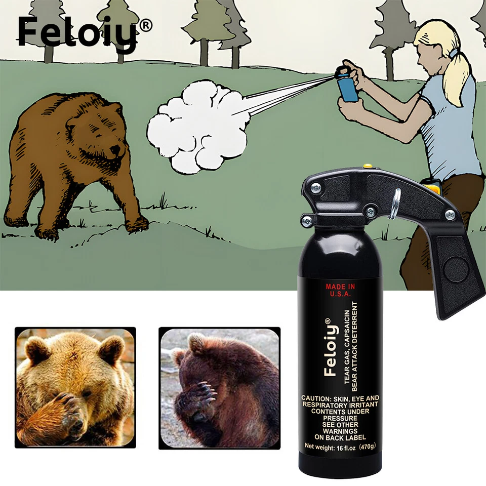 Feloiy 16 oz. Spray repelente de osos, rango de 35 pies NUEVO APROBADO POR LA EPA Foto 3 de 4