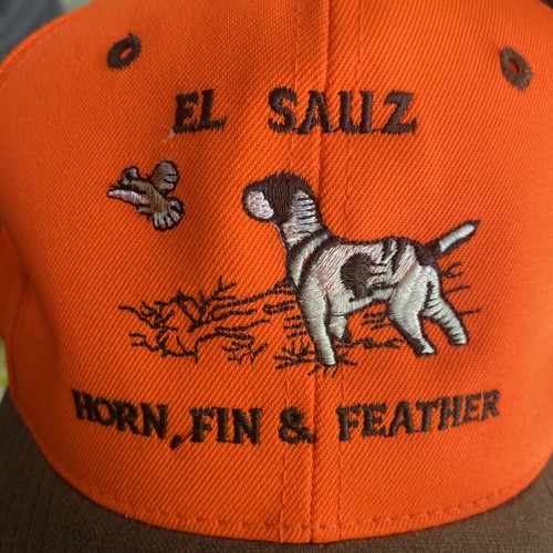 HORN FIN FEATHER HAT CaP Lid Orange ADJUSTABLE El Sauz, TEXAS Fishing Hunting - Picture 2 of 16