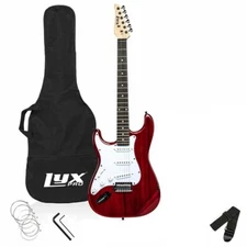 LyxPro Left Hand 39" Beginner’s Electric Guitar & Starter Kit For Lefty in Red