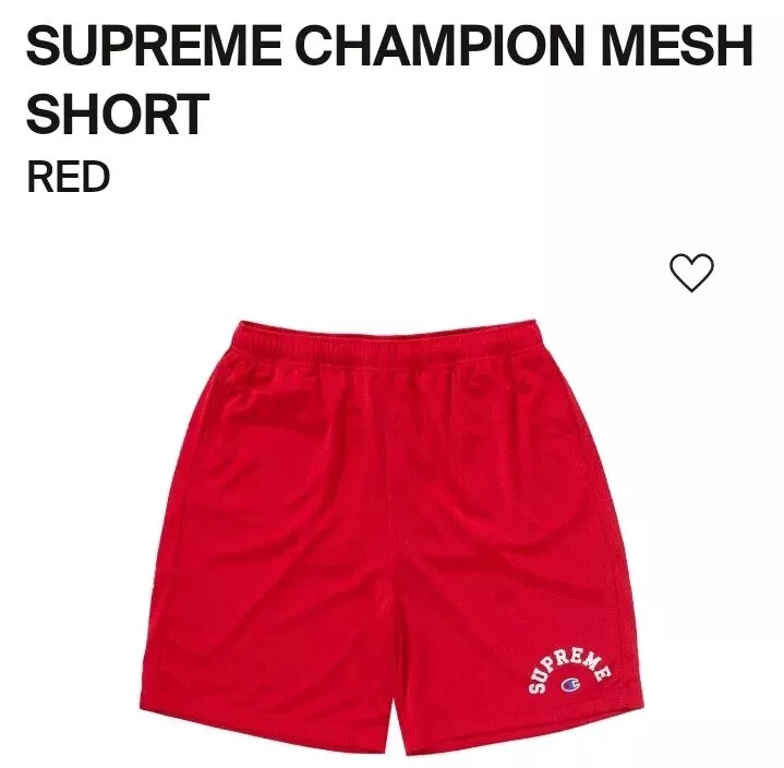 Taille L   Short en maille Supreme x Champion (rouge) (SS24)