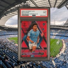 2022-23 Topps Finest UCC Man City RC Rico Lewis Red & Black Vaporwave /10 PSA 9