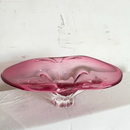 Vintage Bohemia Chřibská Pink Glass Bowl Designed by Josef Hospodka 1960s - Picture 3 of 12