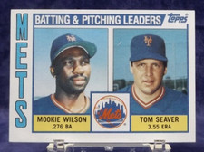 1984 Topps #246 - Mets Batting & Pitching Leaders - M.Wilson T.Seaver - Exc