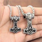 PAURO Men's Stainless Steel Viking Thors Hammer Pendant Necklace - Norse Odin Quake Design - View #10