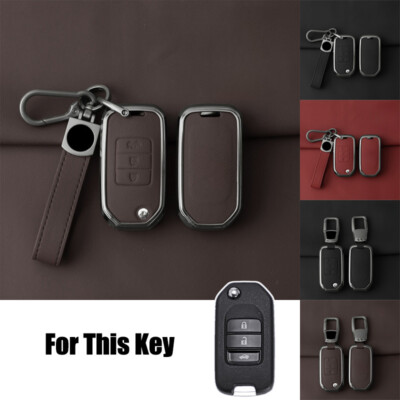 Alloy Leather Car Key Fob Case Cover For Honda Accord Insight Civic Odyssey CR-V