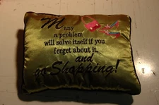 Cute Green Go Shopping Throw Pillow 9x7 Inch Sofa Many A Problem Will Solve