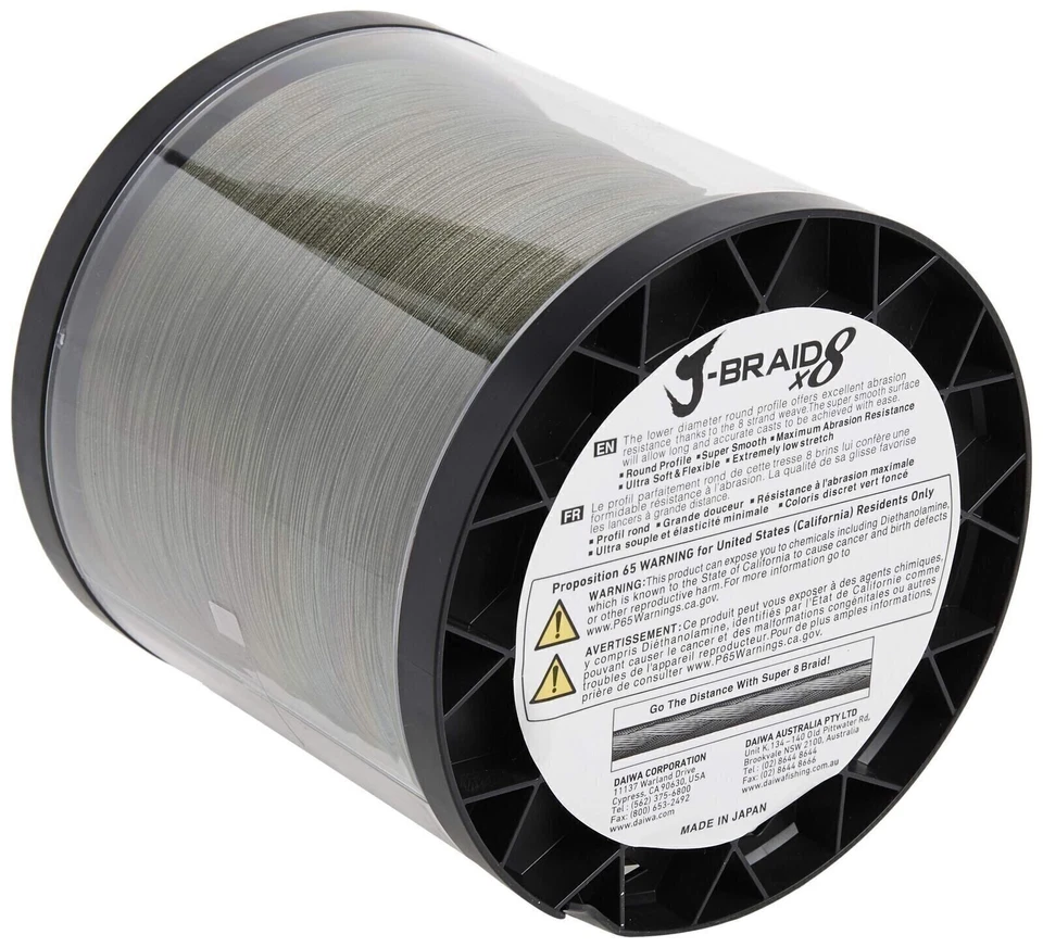 Daiwa J-BRAIDX8, a granel, verde oscuro, mono diámetro = 8 lb. Foto 2 de 4