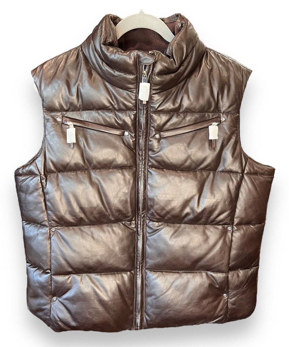 ジャケット・アウター Ralph Lauren Leather Coating Down Vest Lauren Ralph Lauren Women's NWT $495 Lamb Leather Puffer
