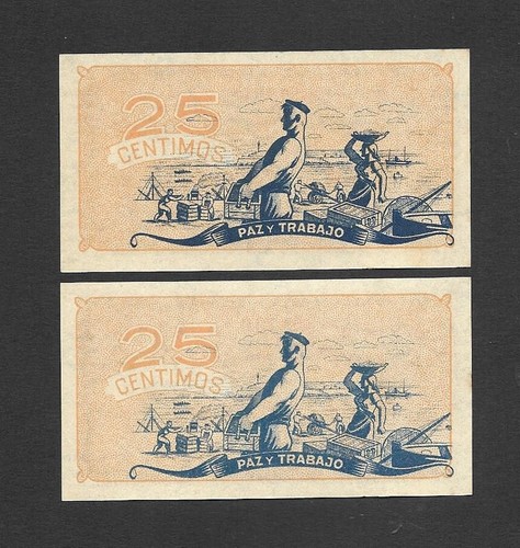 PAREJA CORRELATIVA 25 CENTIMOS 1937 CONSEJO DE ASTURIAS Y LEON S/C - Imagen 2 de 2