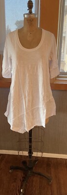 NWT Urban Flax Grateful Pullover White SMALL 100% Cotton Body 100% Linen Trim