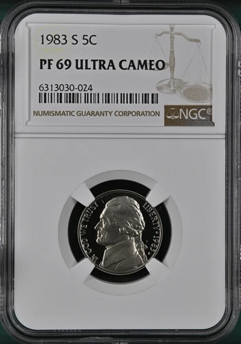:1983-S 5C JEFFERSON NICKEL PROOF NGC PF 69 ULTRA CAMEO LOW POP R3 HIGH GRADES