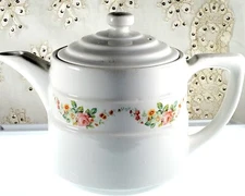 Vintage Drip-o-Lator Coffee Pot Enterprise Aluminum Co. Creamy White with Floral