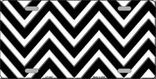 Black White Chevron Pattern Novelty Metal License Plate