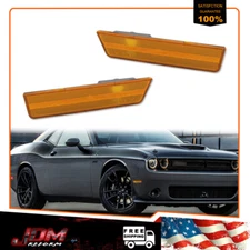 For 2008-2014 Dodge Challenger Amber Lens Front Bumper Side Marker Lights Kit 2X