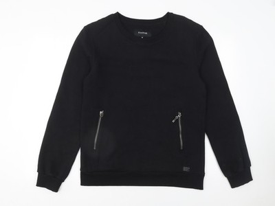 Firetrap Herren Sweatshirt schwarz M Pullover Rundhals Reißverschluss Taschen