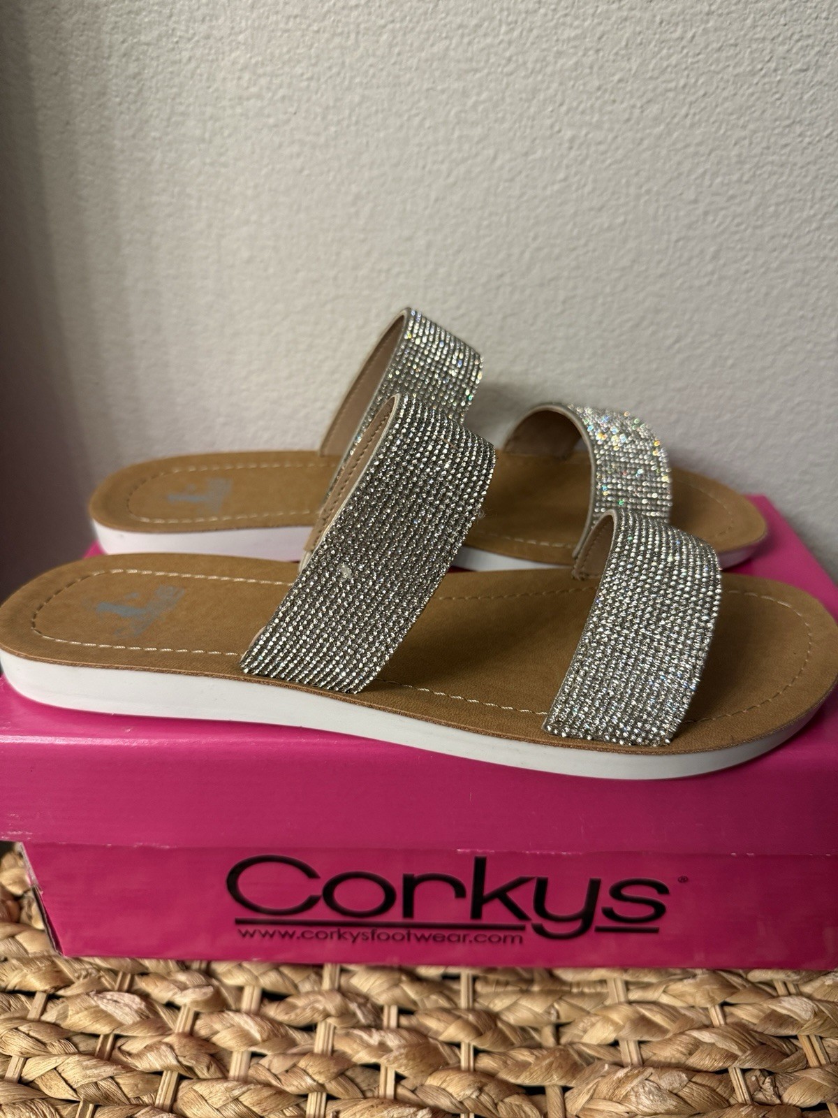 APL Sandalo donna Corkys Jubilee slip on scintillante cinturino nuovo 10