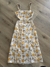 NWT Forever 21 Womens S Floral Midi Sundress Square Neck Sleeveless Strappy Tan