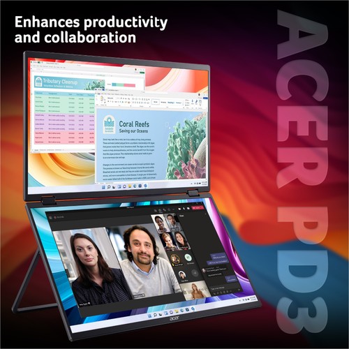 Acer PD193QE Dual 18.5" Full HD 100 Hz Foldabe Portable IPS USB-C & HDMI Monitor - Picture 5 of 8