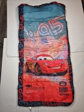 Disney Pixar Cars ll Lightning McQueen Sleeping Bag Youth Zipper Works Blue Red