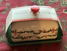 Pretty Cath Kidston Festive Christmas Butter Dish Brand New In Packaging