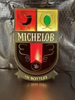 Vintage Michelob Beer Lighted Sign Shield Crest In Bottles