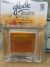Glade Decor Scents Glass Holder + Refill, Hawaiian Breeze NOS FREE SHIPPING
