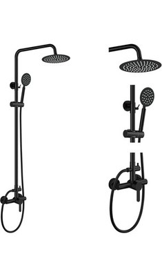Aolemi Outdoor Shower Faucet Matte Black SUS304 Shower Fixture Combo Set Stainle