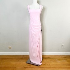 Lulus Maxi Dress Pink Square Neck Sleeveless Side Ruched Slit Medium New ALTERED