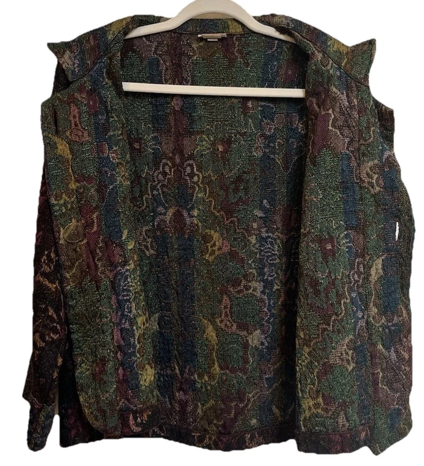 Chaqueta Blazer Vintage Habitat Tapiz Boho Tejido Artístico Hecho en EE. UU. Talla M Foto 4 de 4