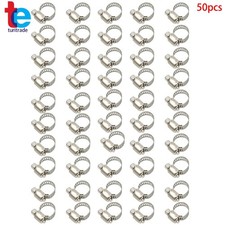 50 Pack 3/8In - 1/2In Adjustable Drive Hose Clamps Fuel Line Worm Clip