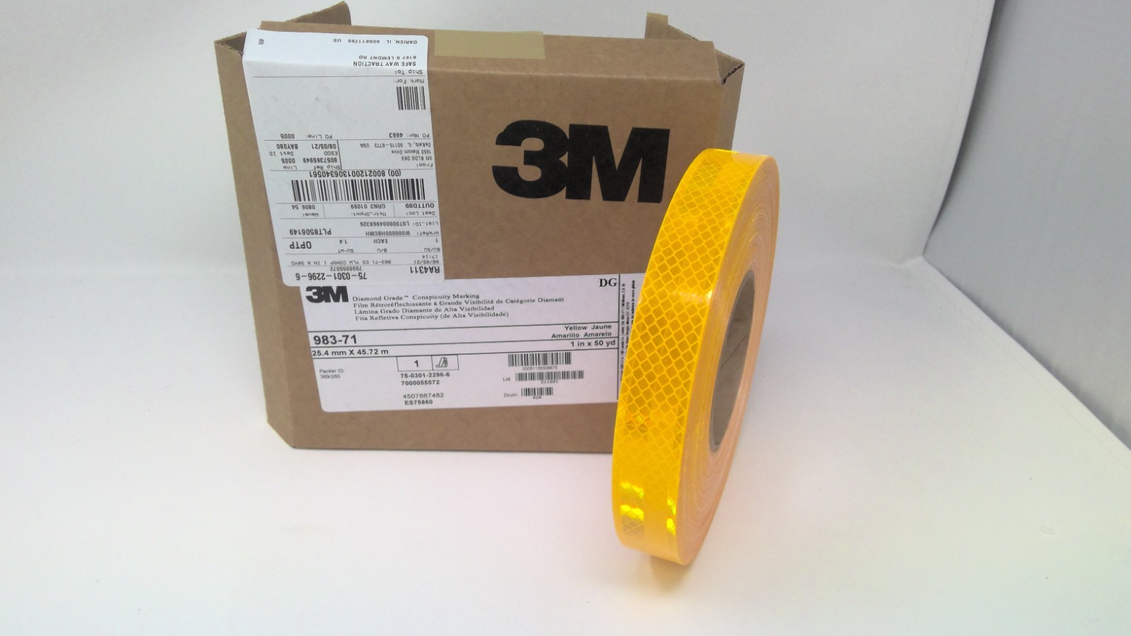 150 foot roll 3m reflective safety tape trucks trailers school bus yellow 983-71