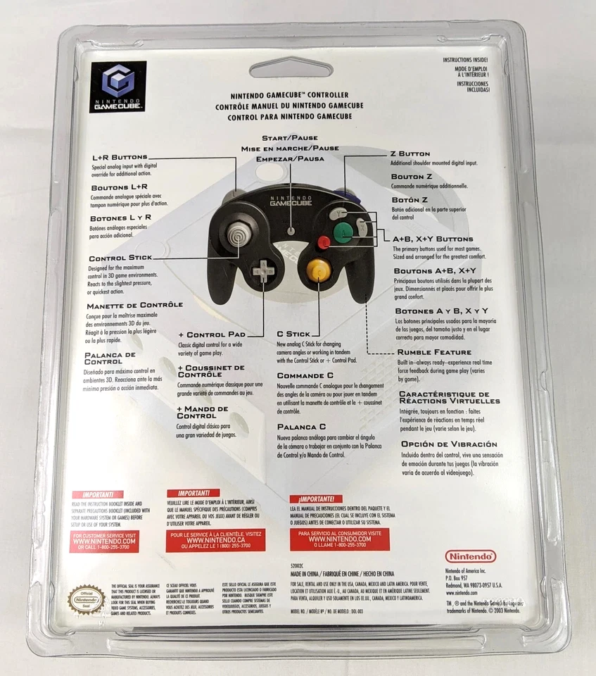 Nintendo GameCube Official Controller Platinum Silver *FACTORY SEALED/VINTAGE* - Image 2 of 4