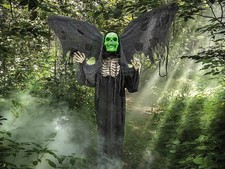 Skeleton Reaper Halloween Prop 5.5 Ft Light Up Animated Wings Standing Indoor