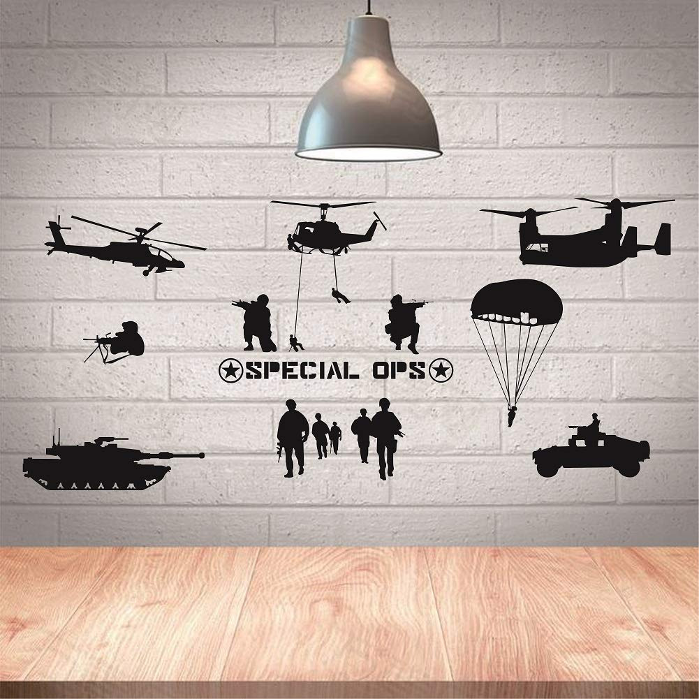 Military Soldiers Vinyl Wall Art Stickers for Kids Room Decor Mural