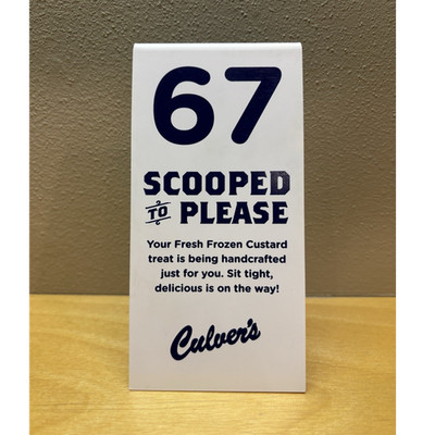 Culver's Scooped to Please Table Tent Advertising Sign #67 White/Blue