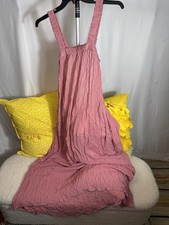 Pink Ruched Strap Maxi Dress Sleeveless Square Neck Pullover Women