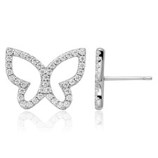 925 Sterling Silver CZ Butterfly Stud Earrings