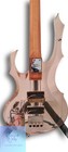 Gold ESP Forest bass with modified neck, silver hardware, and subtle “Forest” branding on clear body.