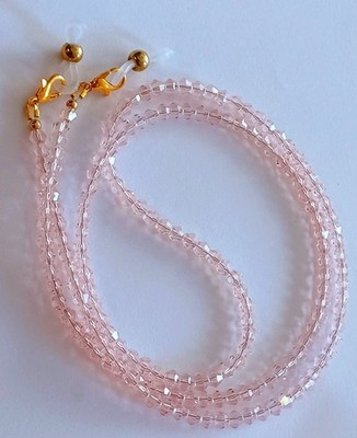 EYEGLASS CHAIN 27'' CLEAR PINK CRYSTAL Beaded Strap Reading Glasses iCandy GL