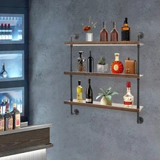 3-Tiers Wine Bottles Floating Shelves Display Storage Organizer for Home Bar