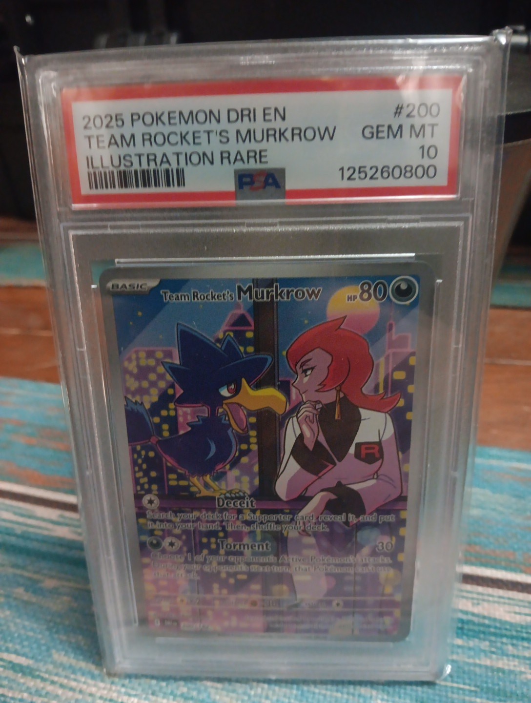 Team Rocket's Murkrow #200 2025 Pokemon Dri En-Destined Rivals PSA 10 IR b