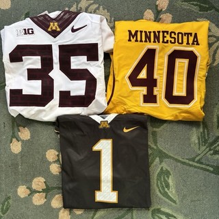 3 Minnesota Gopher Football Jerseys 2 Game Used #35 #40 #1 Size 42 and XL