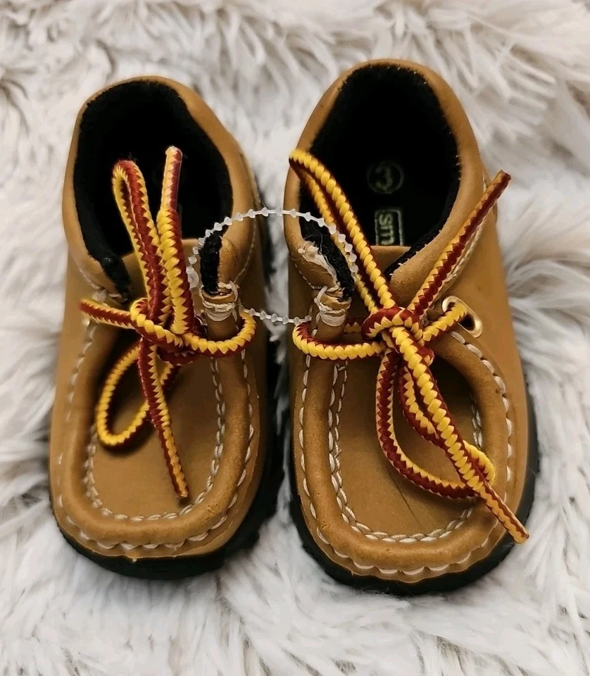 SMART FIT Toddler Boy Size 3 Light Brown Dress Boat Loafer Shoes Comfort Fit - Image 2 of 4