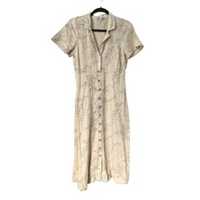 Madewell Kacie midi cream colored linen blend shirtdress size 6
