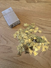 Box Vintage Solid Brass Mirror Picture Plate Fixings 28mm Wide New (Old Stock)