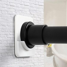 ICERO Adhesive Shower Curtain Rod Holder  No Drilling, 2-Pack-White, White