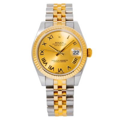 Rolex Datejust 31mm Two-Tone Champagne Roman Dial Jubilee Fluted Bezel - 178273