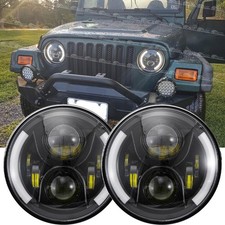 2x 7 Inch Round Led Headlight Drl Hilo Beam Lamp For Jeep Wrangler Tj 1997-2006